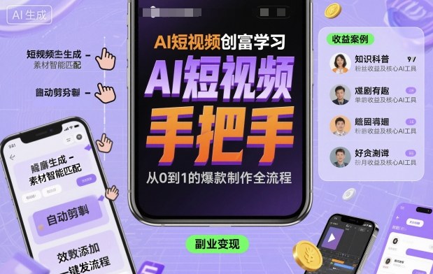 AI短视频创富学习，手把手教会你制作AI短视频-易得个人分享