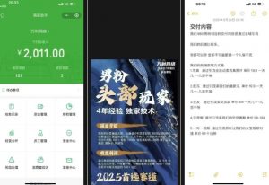 外面收费980全新男粉变现项目，竞争小，利润高，多种方式变现，独家技术-易得个人分享