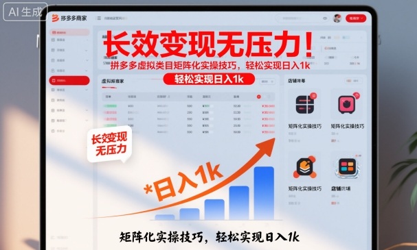 长效变现无压力！拼多多虚拟类目矩阵化实操技巧，轻松实现日入1k【揭秘】-易得个人分享