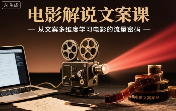 电影解说文案课，从文案多维度学习电影的流量密码-易得个人分享