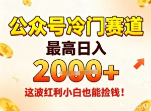公众号冷门赛道，最高日入1k+，这波红利小白也能捡钱！-易得个人分享