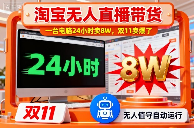 淘宝无人直播带货，一台电脑214小时卖8W，双11卖爆了【揭秘】-易得个人分享