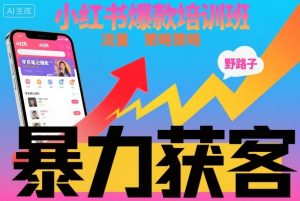 小红书爆款培训班，小红书获客野路子流量打法，暴力持续获客-易得个人分享