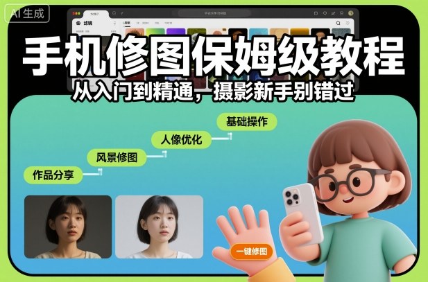 手机修图保姆级教程，从入门到精通，摄影新手别错过-易得个人分享