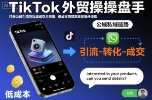 TikTok外贸操盘手，打通公域引流到私域成交全链路，低成本获取高质量海外询盘-易得个人分享