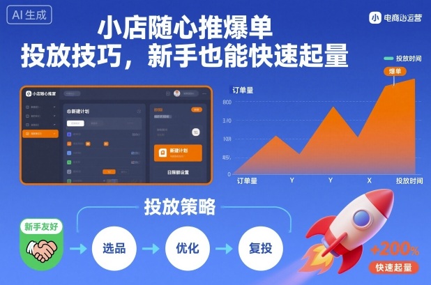 小店随心推爆单投放技巧，新手也能快速起量-易得个人分享