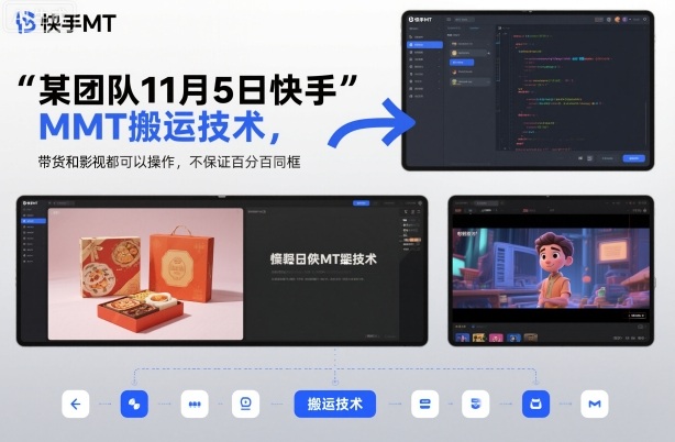 某团队11月5日快手MT搬运技术，带货和影视都可以操作，不保证百分百同框，自测-易得个人分享