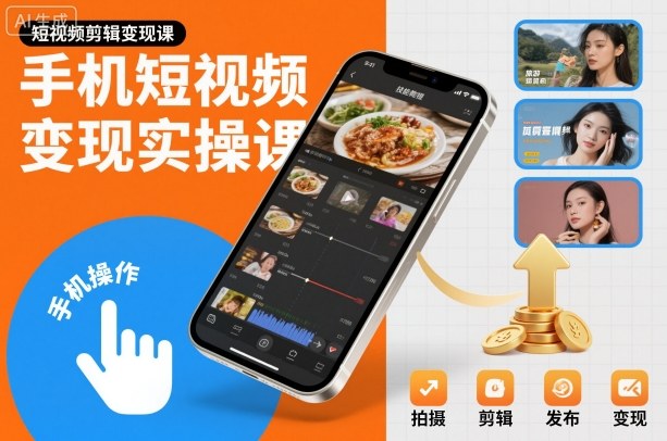 手机短视频变现实操课，短视频剪辑变现课-易得个人分享
