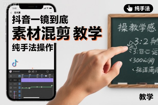 抖音一镜到底素材混剪教学，纯手法操作-易得个人分享