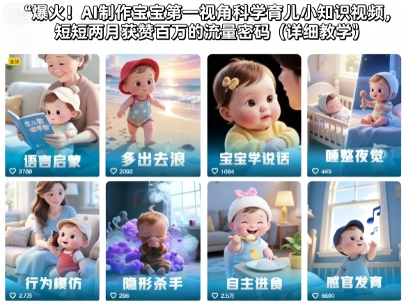 爆火！AI制作宝宝第一视角科学育儿小知识视频，短短两月获赞百万的流量密码（详细教学）-易得个人分享
