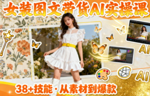 女装图文带货的AI实操课，覆盖38个实用技能，快速提升素材制作效率-易得个人分享