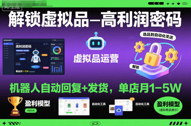 解锁虚拟品高利润密码：机器人自动回复+发货，单店月1-5W【揭秘】-易得个人分享