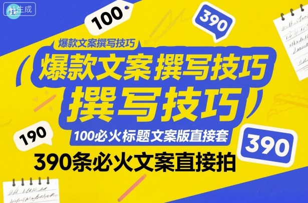 爆款文案撰写技巧，100个必火标题文案模版直接套，390条必火文案直接拍-易得个人分享