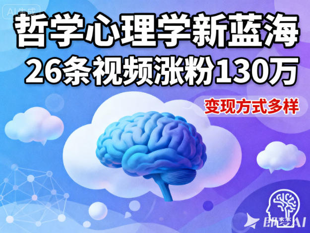 短视频新蓝海，哲学心理学赛道，26条视频涨粉130W，变现方式多样-易得个人分享