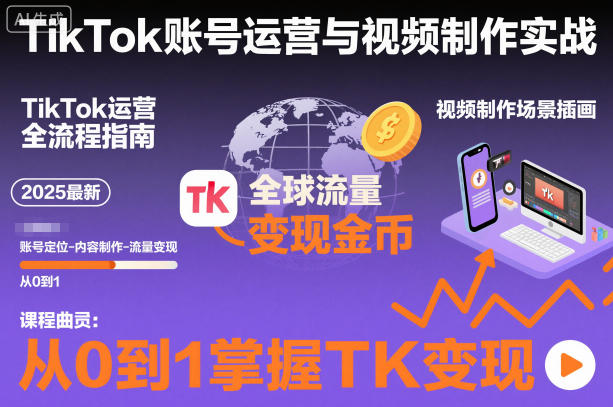 2025最新TikTok账号运营与视频制作实战全流程，从0到1掌握TK变现（含11月最新TK搬运技术）-易得个人分享