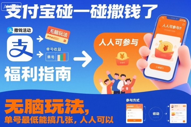 支付宝碰一碰撒钱了，无脑玩法，单号最低能搞几张，人人可以撸【揭秘】-易得个人分享