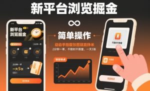 新平台浏览掘金，动动手指截张图就能挣米，2分钟一单，不限时不限量，一天5张【揭秘】-易得个人分享