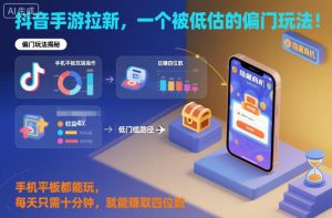 抖音手游拉新，一个被低估的偏门玩法！手机平板都能玩，每天只需十分钟，就能賺取四位数【揭秘】-易得个人分享