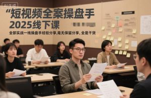 短视频全案操盘手2025线下课，全部实战一线操盘手经验分享，毫无保留分享，全是干货-易得个人分享
