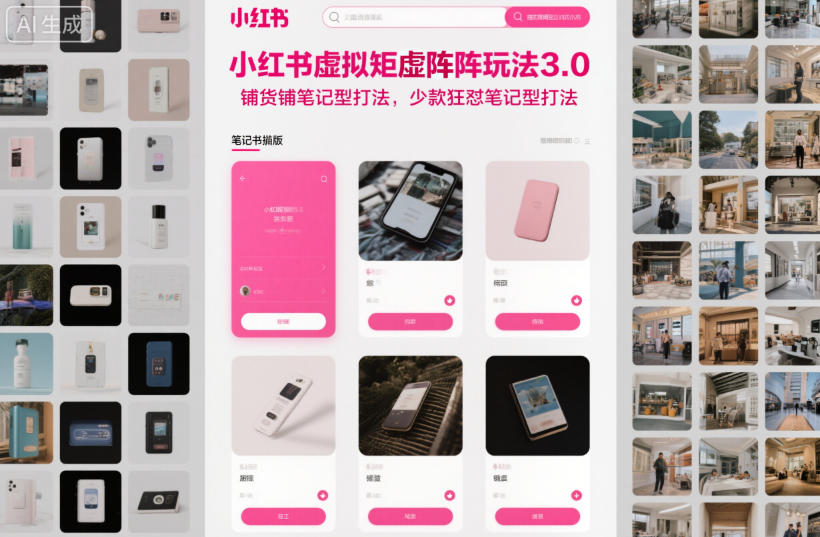 小红书虚拟矩阵玩法3.0，铺货铺笔记型打法，少款狂怼笔记型打法-易得个人分享