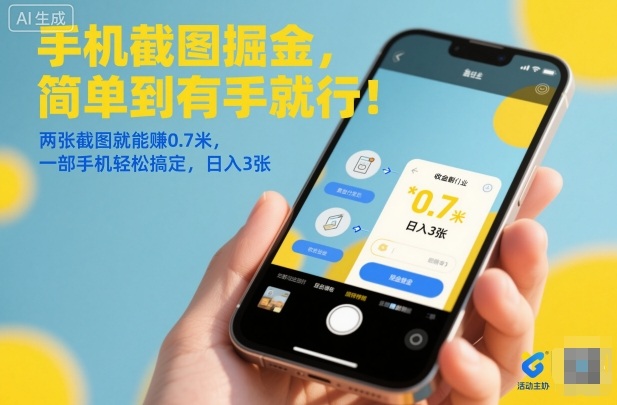 手机截图掘金，简单到有手就行！两张截图就能賺0.7米，一部手机轻松搞定，日入3张【揭秘】-易得个人分享