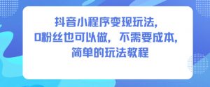 抖音小程序变现玩法，0粉丝也可以做，不需要成本，简单的玩法教程-易得个人分享