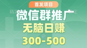 首发项目，微信群推广掘金，多号矩阵无脑日入3-5张【揭秘】-易得个人分享