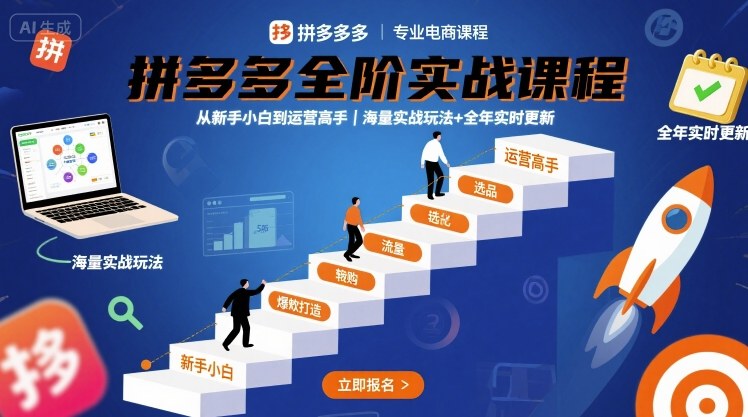 拼多多全阶实战课程，从新手小白到运营高手，海量实战玩法+全年实时更新【2025年10月更新】-易得个人分享