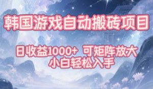 韩国游戏自动搬砖项目，日收益1k+，可矩阵放大，小白轻松入手【揭秘】-易得个人分享