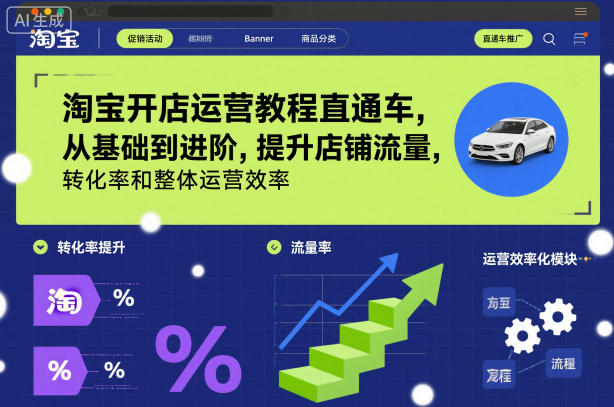 淘宝开店运营教程直通车，从基础到进阶，提升店铺流量，转化率和整体运营效率（更新11月）-易得个人分享