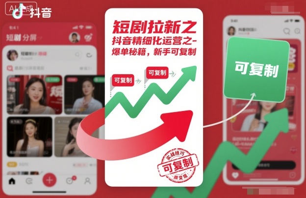 短剧拉新之抖音精细化运营之爆单秘籍，新手可复制-易得个人分享