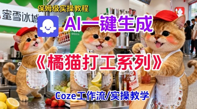 Coze扣子工作流一键生成胖橘猫打工短视频，保姆级实操搭建教学-易得个人分享