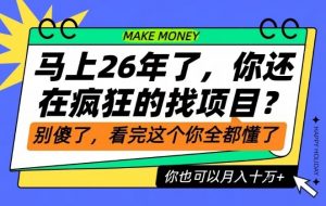 26年了，不要再疯狂的找项目了，看完这个你也可以月入十个W【揭秘】-易得个人分享