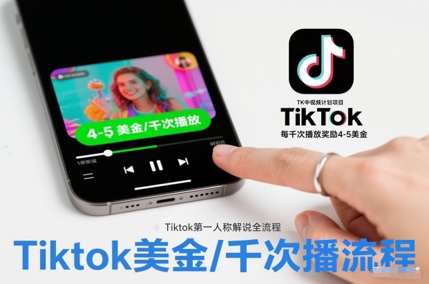 TK中视频计划项目，Tiktok第一人称解说流程，每干次播放奖励4-5美金-易得个人分享