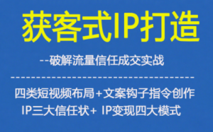 获客型IP打造，破解流量信任成，四类短视频布局+文案钩子指令创作IP三大信任状+IP变现四大模式-易得个人分享
