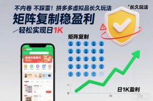 不内卷不踩雷！拼多多虚拟品长久玩法，矩阵复制稳盈利，轻松实现日1K【揭秘】-易得个人分享