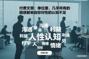 付费文章：单位里，几乎所有的困惑都来自你对人性的认知不足-易得个人分享