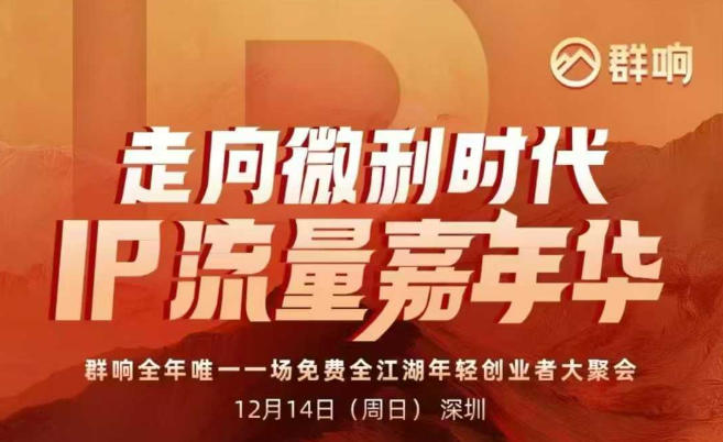 2025ip嘉年华万人12月14深圳线下课，走向微利时代，IP流量嘉年华，实操性极强的商业干货课-易得个人分享