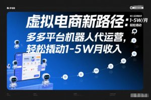 虚拟电商新路径：多多平台机器人代运营，轻松撬动1-5W月收入【揭秘】-易得个人分享