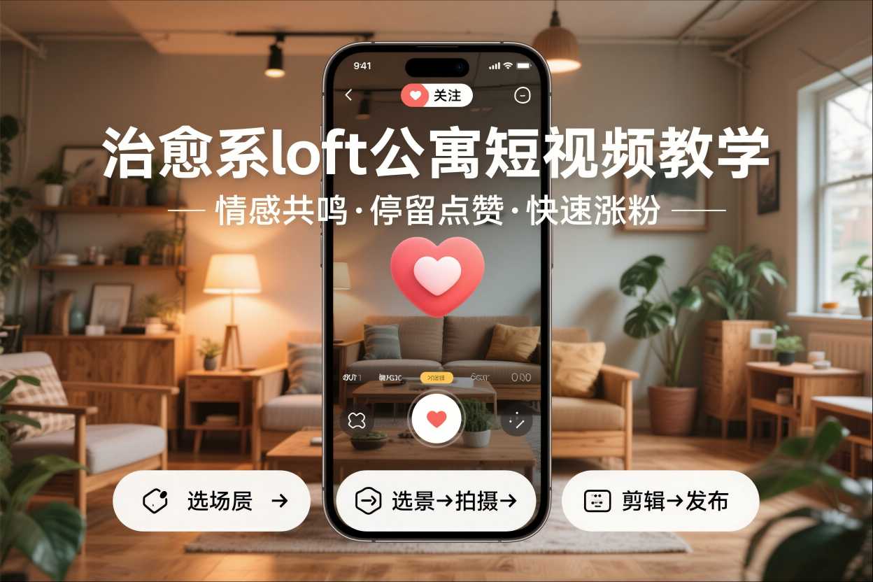 治愈系loft公寓短视频制作教学，情感共鸣引停留点赞关注，快速起号涨粉-易得个人分享