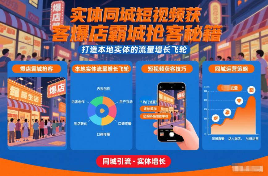 实体同城短视频获客爆店霸城抢客秘籍，打造本地实体的流量增长飞轮-易得个人分享