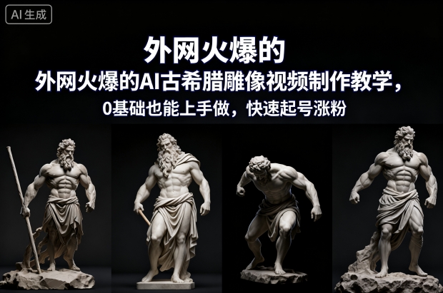 外网火爆的AI古希腊雕像视频制作教学，0基础也能上手做，快速起号涨粉-易得个人分享