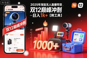 2025年淘宝无人直播带货，冲刺双12，日入1k+【附工具】【揭秘】-易得个人分享