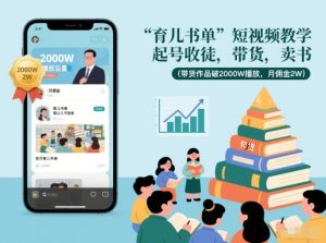 育儿书单短视频教学，起号收徒，带货，卖书（带货作品破2000W播放，月佣金2W）-易得个人分享