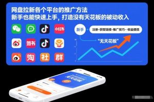 网盘拉新各个平台的推广方法，新手也能快速上手，打造没有天花板的被动收入-易得个人分享