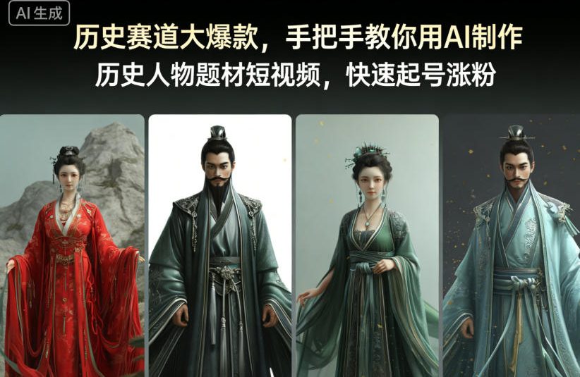 历史赛道大爆款，手把手教你用AI制作历史人物题材短视频，快速起号涨粉-易得个人分享