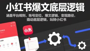 小红书爆文底层逻辑，涵盖平台规则、账号定位、爆文逻辑、变现路径，撬动底层逻辑，玩转小红书-易得个人分享