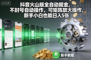 抖音火山版全自动掘金，不封号自动操作，可矩阵放大操作，新手小白也能日入5张【揭秘】-易得个人分享