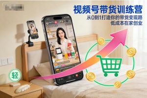 视频号带货训练营，从0到1打造你的带货变现路，低成本在家创业-易得个人分享