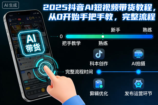 2025抖音AI短视频带货教程，从0开始手把手教，完整流程-易得个人分享